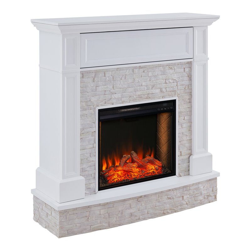 SEI Furniture Jacksdale Faux Smart Media Fireplace in White