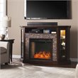 SEI Furniture Redden Storage Wood Corner Convertible Smart Fireplace in Espresso