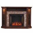 SEI Furniture Redden Storage Wood Corner Convertible Smart Fireplace in Espresso