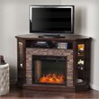SEI Furniture Redden Storage Wood Corner Convertible Smart Fireplace in Espresso