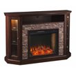 SEI Furniture Redden Storage Wood Corner Convertible Smart Fireplace in Espresso