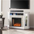 SEI Furniture Redden Storage Wood Corner Convertible Smart Fireplace in White