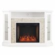 SEI Furniture Redden Storage Wood Corner Convertible Smart Fireplace in White