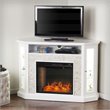 SEI Furniture Redden Storage Wood Corner Convertible Smart Fireplace in White