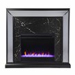 SEI Furniture Trandling Mirrored Wood Color Changing Fireplace in Black/Silver