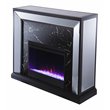 SEI Furniture Trandling Mirrored Wood Color Changing Fireplace in Black/Silver
