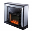 SEI Furniture Trandling Mirrored Faux Marble Wood Fireplace in Black/Silver