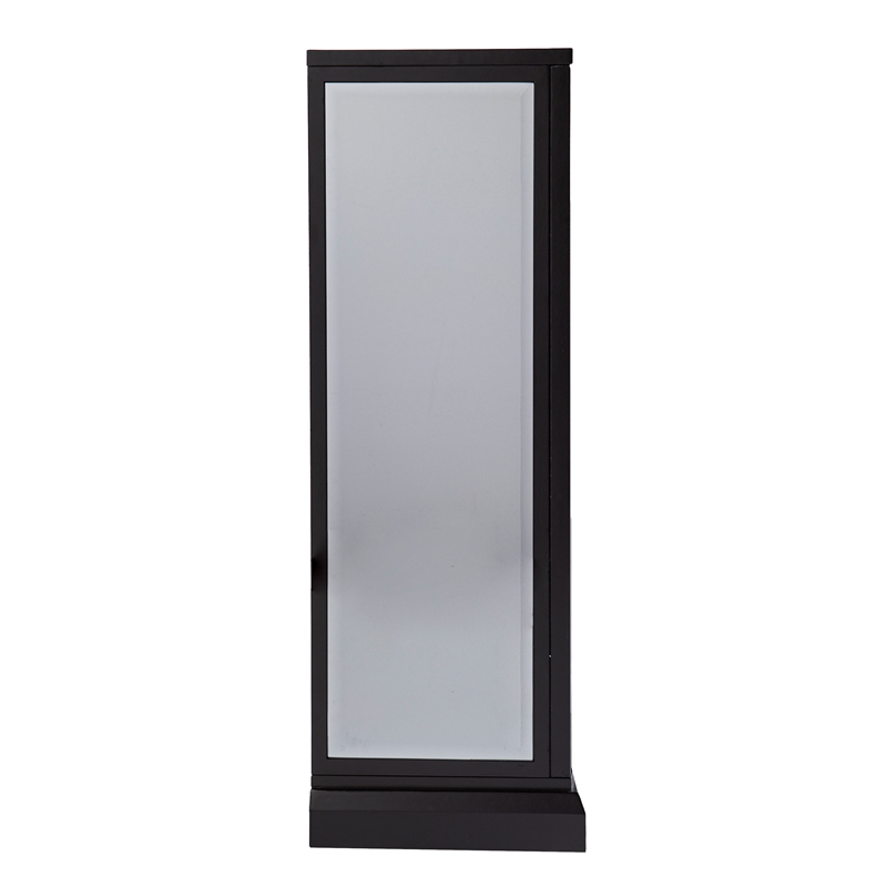SEI Furniture Trandling Mirrored Faux Marble Wood Fireplace in Black/Silver