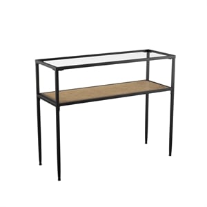 SEI Furniture Bladeston Engineered Wood Console Table with Glass-Top in Black