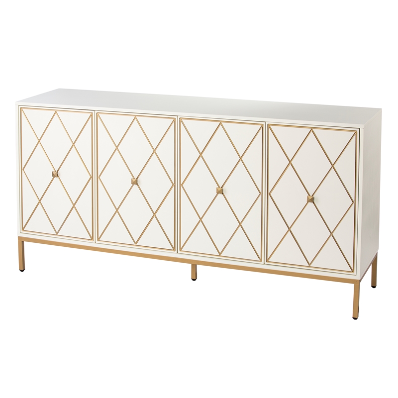 SEI Furniture Marradi Engineered Wood Sideboard Cabinet w/ Storage in White