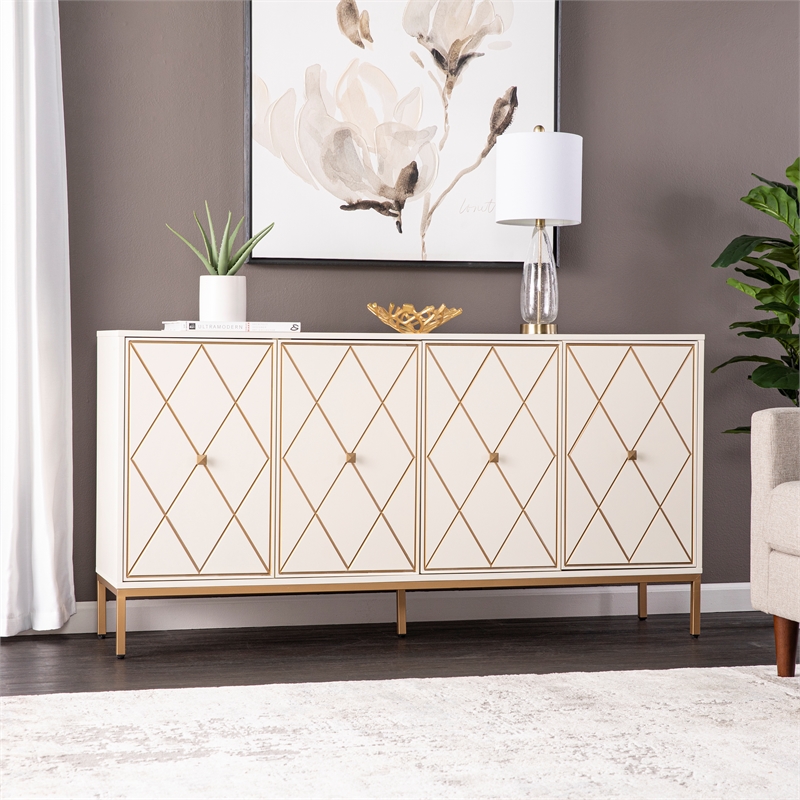 SEI Furniture Marradi Engineered Wood Sideboard Cabinet w/ Storage in White