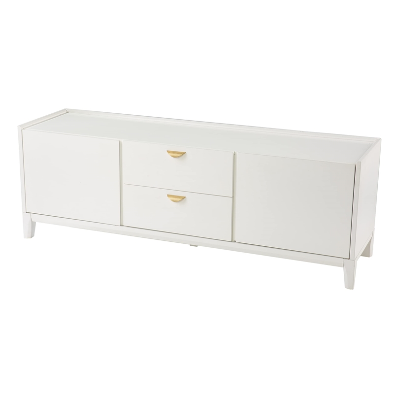 SEI Furniture Crayneland Engineered Wood Storage Media Cabinet in White
