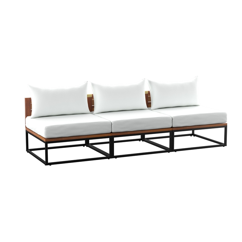 SEI Furniture Taradale Modular Outdoor Sofa with Cushions in White