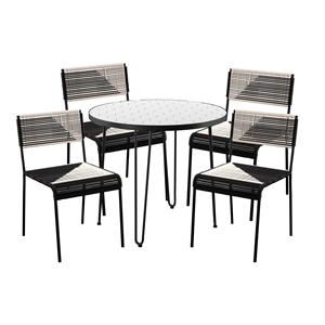 SEI Furniture Watkindale Stainless Steel Outdoor Dining Set 5 Piece in White