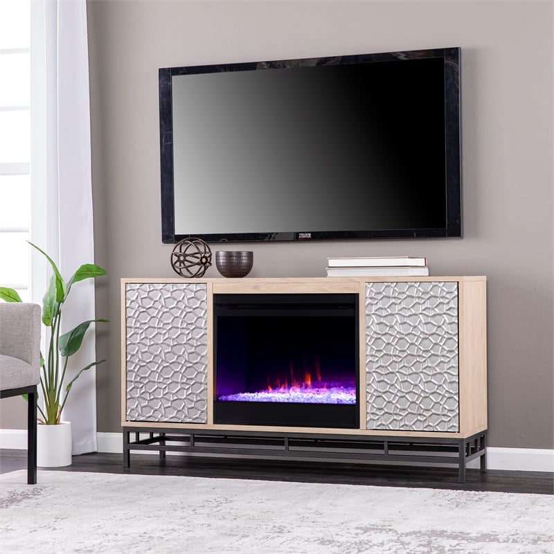 SEI Furniture Hollesborne Color Changing Fireplace with  Media Storage