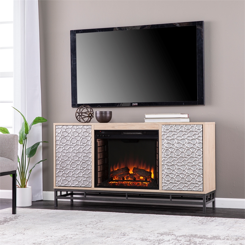 SEI Furniture Hollesborne Electric Fireplace with  Media Storage