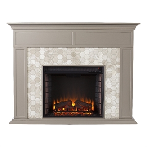 SEI Furniture Torlington Marble Tiled Electric Fireplace