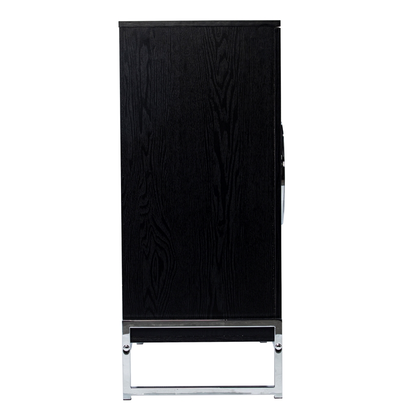 Southern Enterprises Pierton Engineered Wood and Iron Wine Cabinet in Black