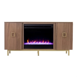 SEI Furniture Yorkville Wood and Iron Fireplace Media Console in Natural
