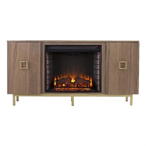 SEI Furniture Yorkville Wood and Metal Fireplace Media Console in Natural