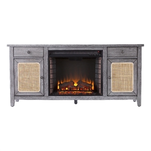 SEI Furniture Edderton Wood and Metal Fireplace Media Console in Gray