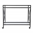 SEI Furniture Maxton Contemporary Glass and Iron Bar Cart in Black