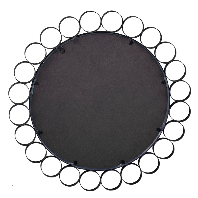 Southern Enterprises Abdella Round Iron and Wood Decorative Mirror in Black