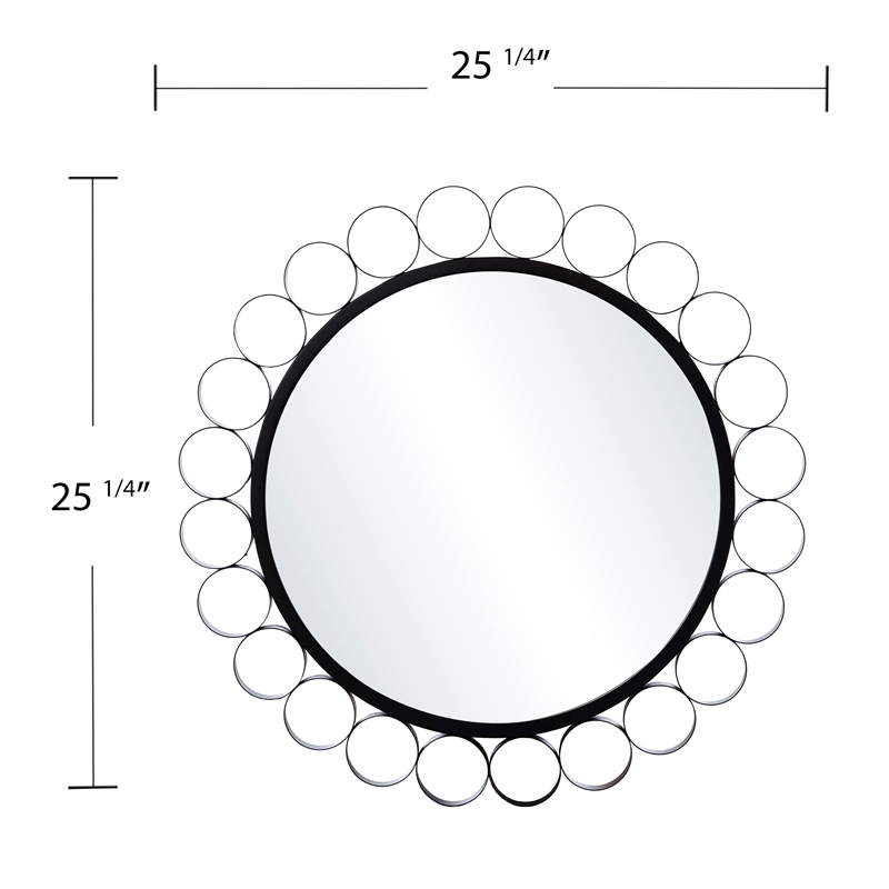 Southern Enterprises Abdella Round Iron and Wood Decorative Mirror in Black