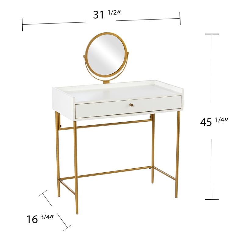 Southern Enterprises Derald Wood and Iron Dressing Vanity in White