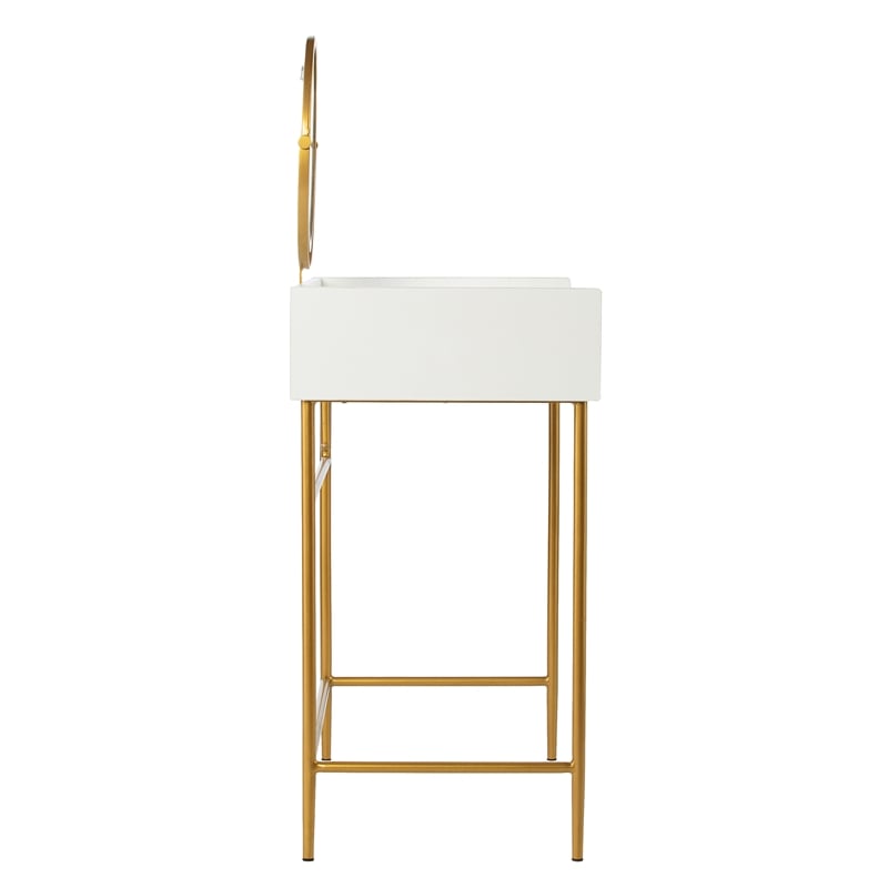 Southern Enterprises Derald Wood and Iron Dressing Vanity in White