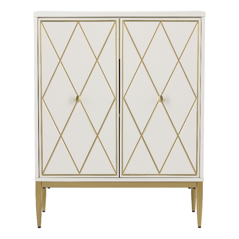 SEI Furniture Marradi Engineered Wood and Iron Bar Cabinet in White