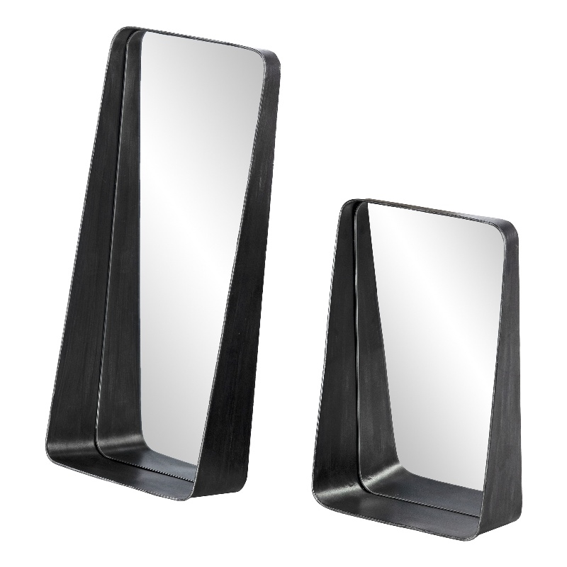 Southern Enterprises Amboros 2-Piece Iron Decorative Mirror/Shelf Set in Black