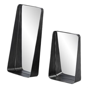 Southern Enterprises Amboros 2-Piece Iron Decorative Mirror/Shelf Set in Black