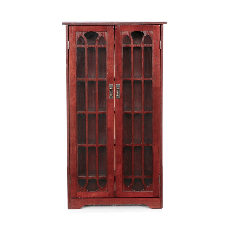 Southern Enterprises Window-Pane Wood Double-Door Media Cabinet in Brown