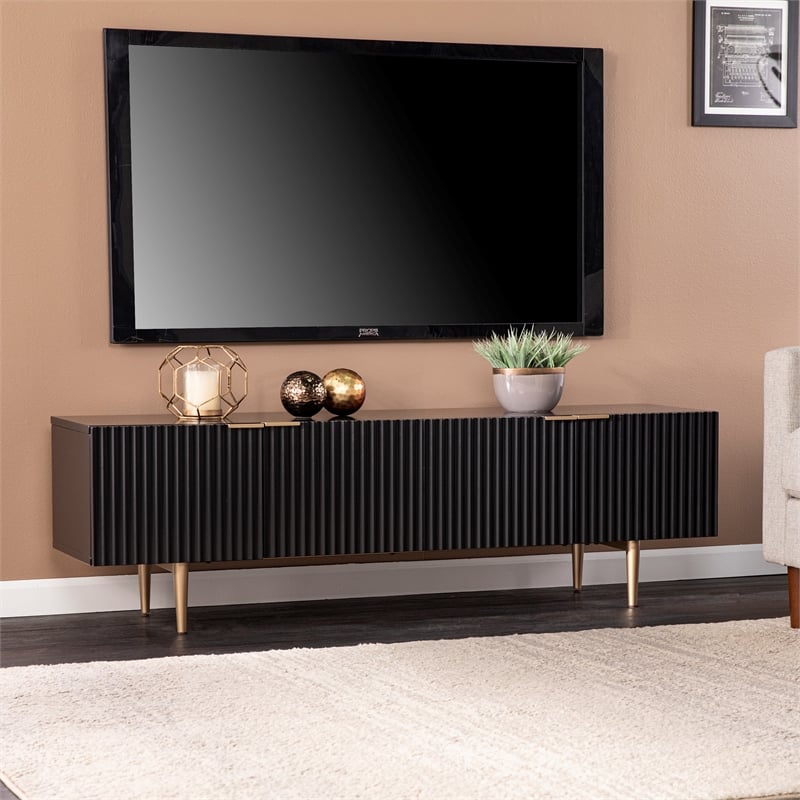 Southern Enterprises Pilston Engineered Wood and Iron TV/Media Console in Black