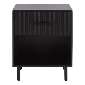 Southern Enterprises Amelin Wood and Metal  1 Drawer 1 Shelf Nightstand in Black