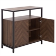 Southern Enterprises Handan Metal and Wood Double Door Cabinet in Brown / Black