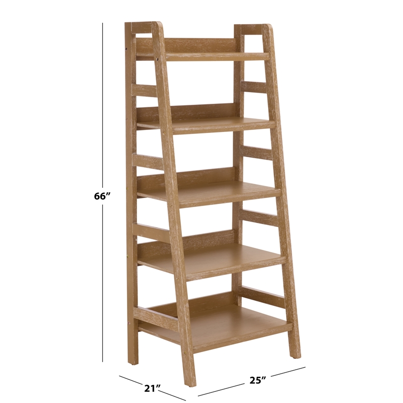 Southern Enterprises Amanda Wood 5 Tier Bookcase in Natural