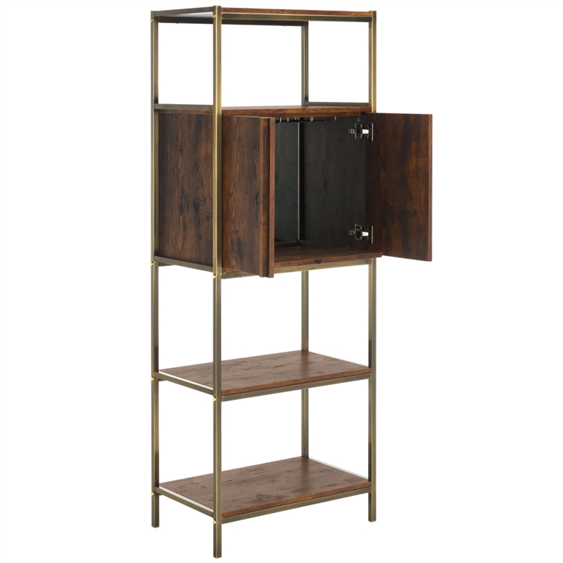 Southern Enterprises Dayforth Bar Cabinet Wood and Iron Cabinet in Espresso
