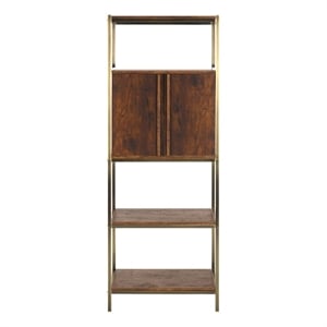 Southern Enterprises Dayforth Bar Cabinet Wood and Iron Cabinet in Espresso