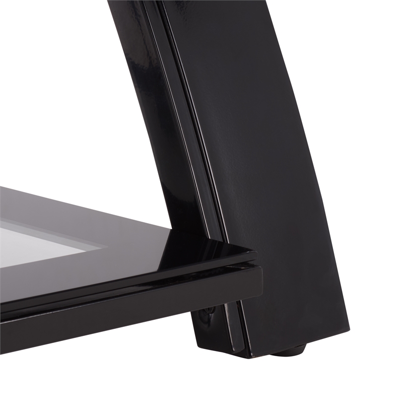 Southern Enterprises Aiden Iron and Glass 3 In 1 Panel TV Stand in Black