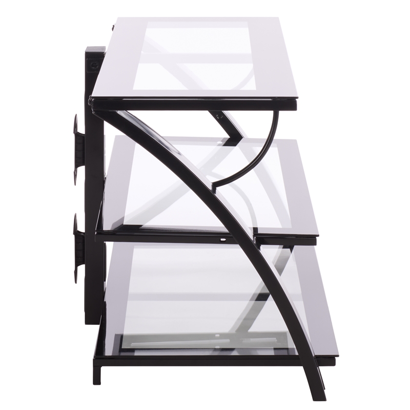 Southern Enterprises Aiden Iron and Glass 3 In 1 Panel TV Stand in Black