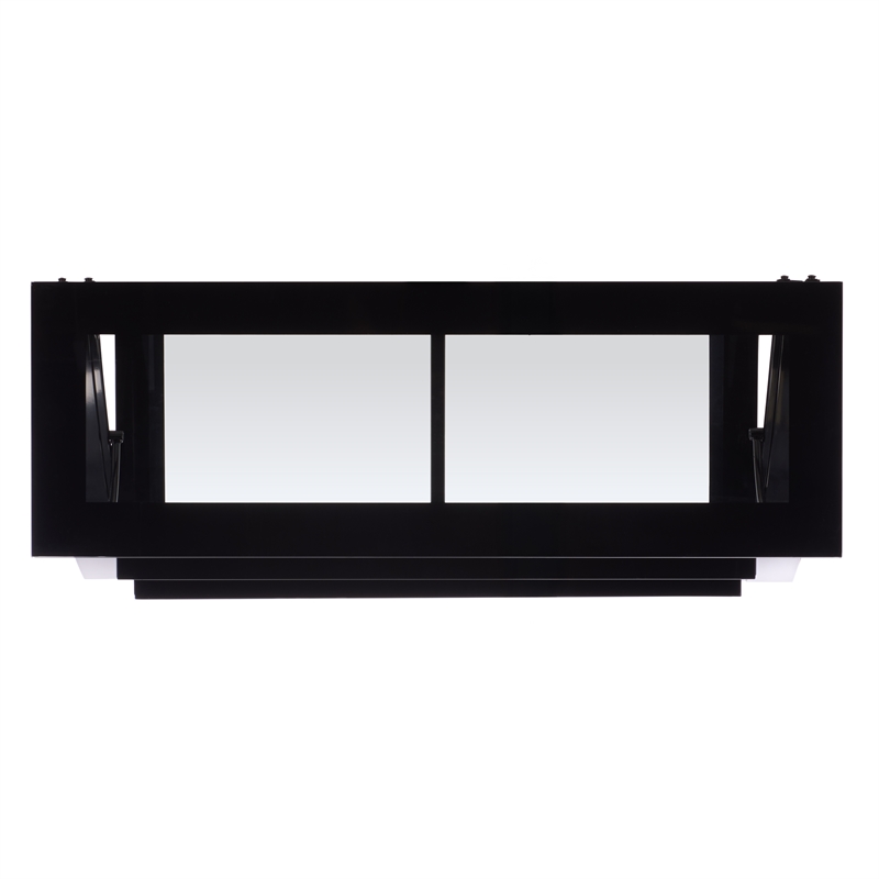 Southern Enterprises Aiden Iron and Glass 3 In 1 Panel TV Stand in Black