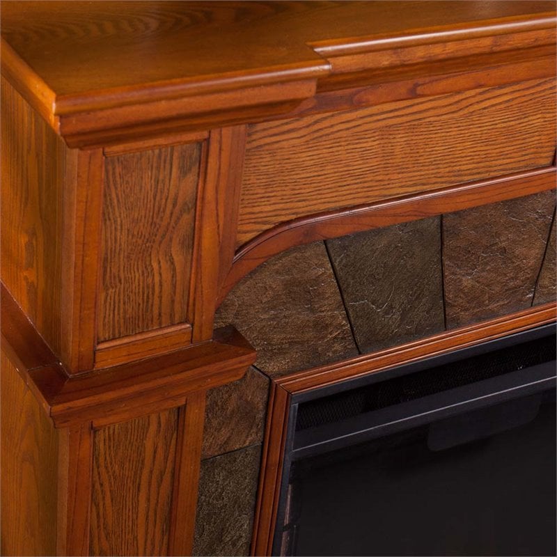 SEI Furniture Cartwright Corner Electric Fireplace in Oak