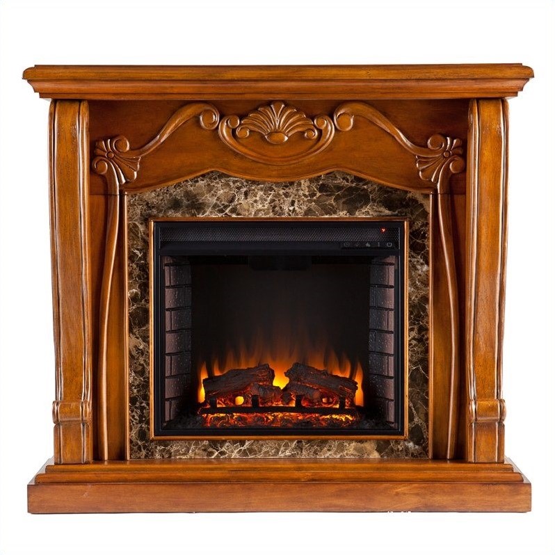 SEI Furniture Cardona Electric Fireplace in Walnut