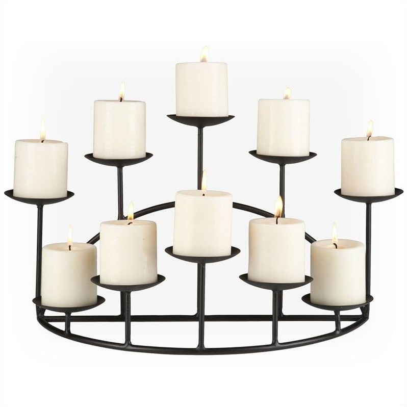 SEI Furniture Preston Metal 10-Candle Holder Candelabra Stand in Matte Black