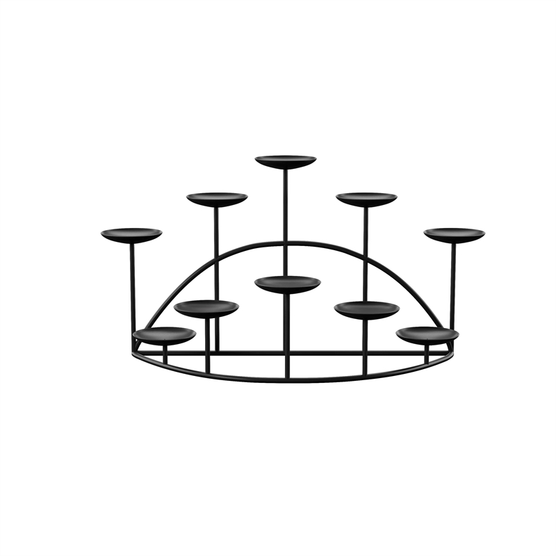 SEI Furniture Preston Metal 10-Candle Holder Candelabra Stand in Matte Black