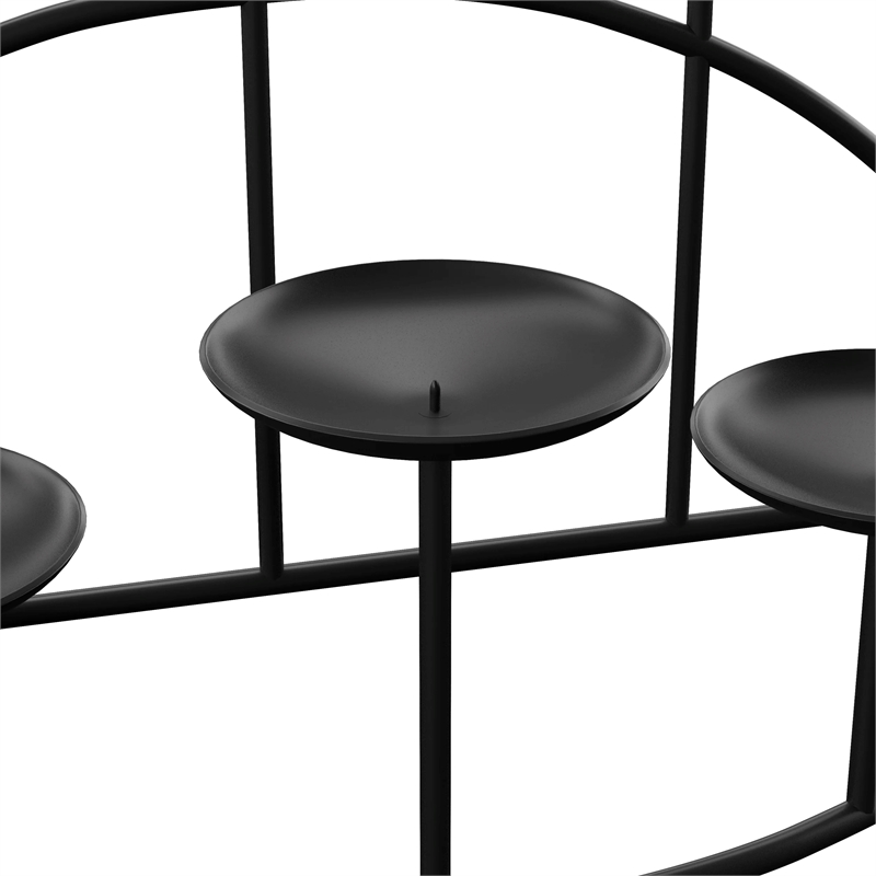 SEI Furniture Preston Metal 10-Candle Holder Candelabra Stand in Matte Black