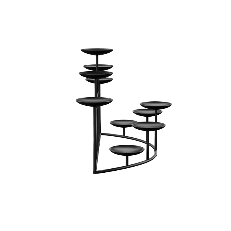 SEI Furniture Preston Metal 10-Candle Holder Candelabra Stand in Matte Black