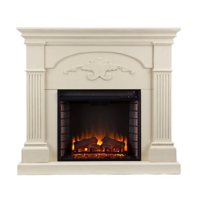 SEI Furniture Salerno Electric Fireplace in Ivory